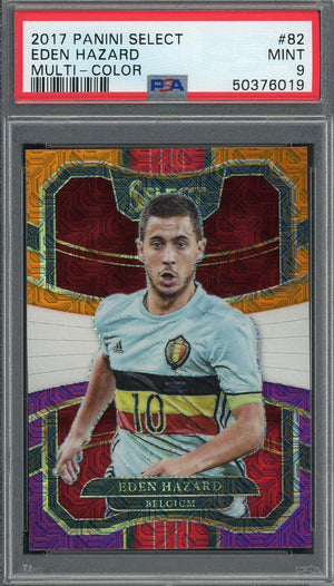 Eden Hazard 2017 Panini Select Multi Color Prizm Soccer Card #82 Graded PSA 9-Powers Sports Memorabilia