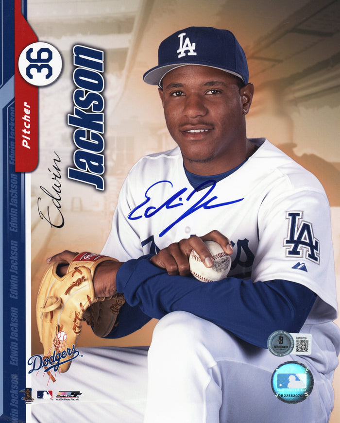 Edwin Jackson Signed Los Angeles Dodgers 8x10 Photo - Beckett-Powers Sports Memorabilia