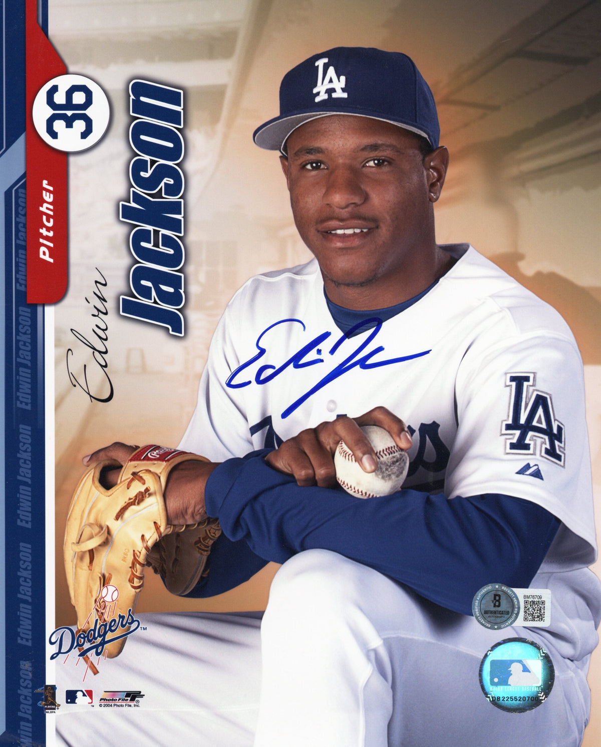 Edwin Jackson Signed Los Angeles Dodgers 8x10 Photo - Beckett-Powers Sports Memorabilia