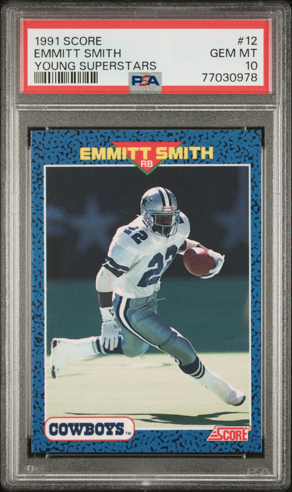 Emmitt Smith 1991 Score Young Superstars Football Card #12 Graded PSA 10-Powers Sports Memorabilia