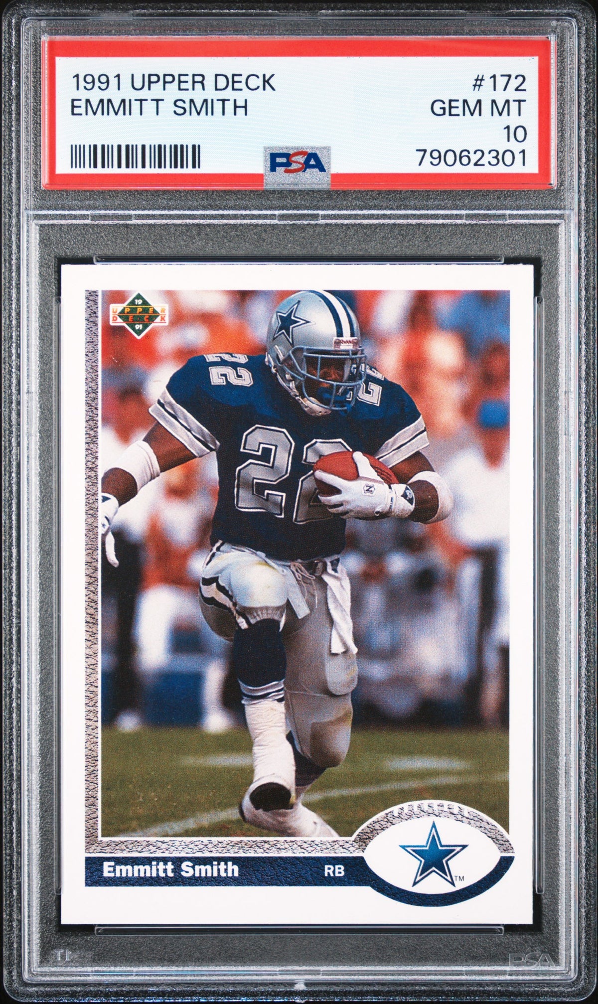 Emmitt Smith 1991 Upper Deck Football Card #172 Graded PSA 10-Powers Sports Memorabilia