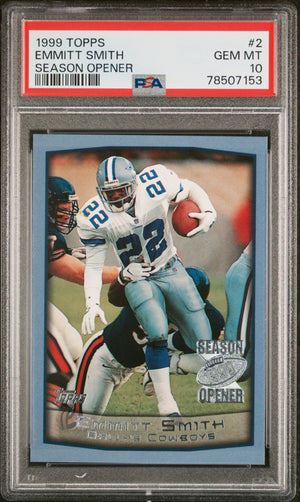 Emmitt Smith 1999 Topps Season Opener Football Card #2 Graded PSA 10-Powers Sports Memorabilia