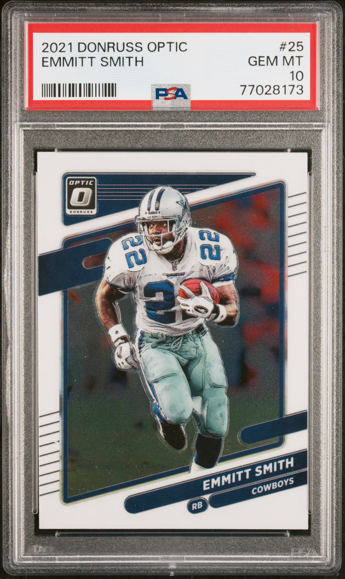 Emmitt Smith 2021 Panini Donruss Optic Football Card #25 Graded PSA 10-Powers Sports Memorabilia