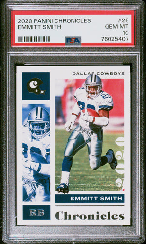 Emmitt Smith 2020 Panini Chronicles Football Card #28 Graded PSA 10-Powers Sports Memorabilia