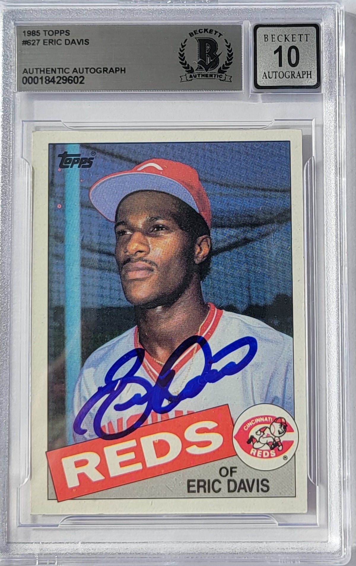Eric Davis Signed Cincinnati Reds 1985 Topps #6277 Card Beckett Graded AUTO 10-Powers Sports Memorabilia