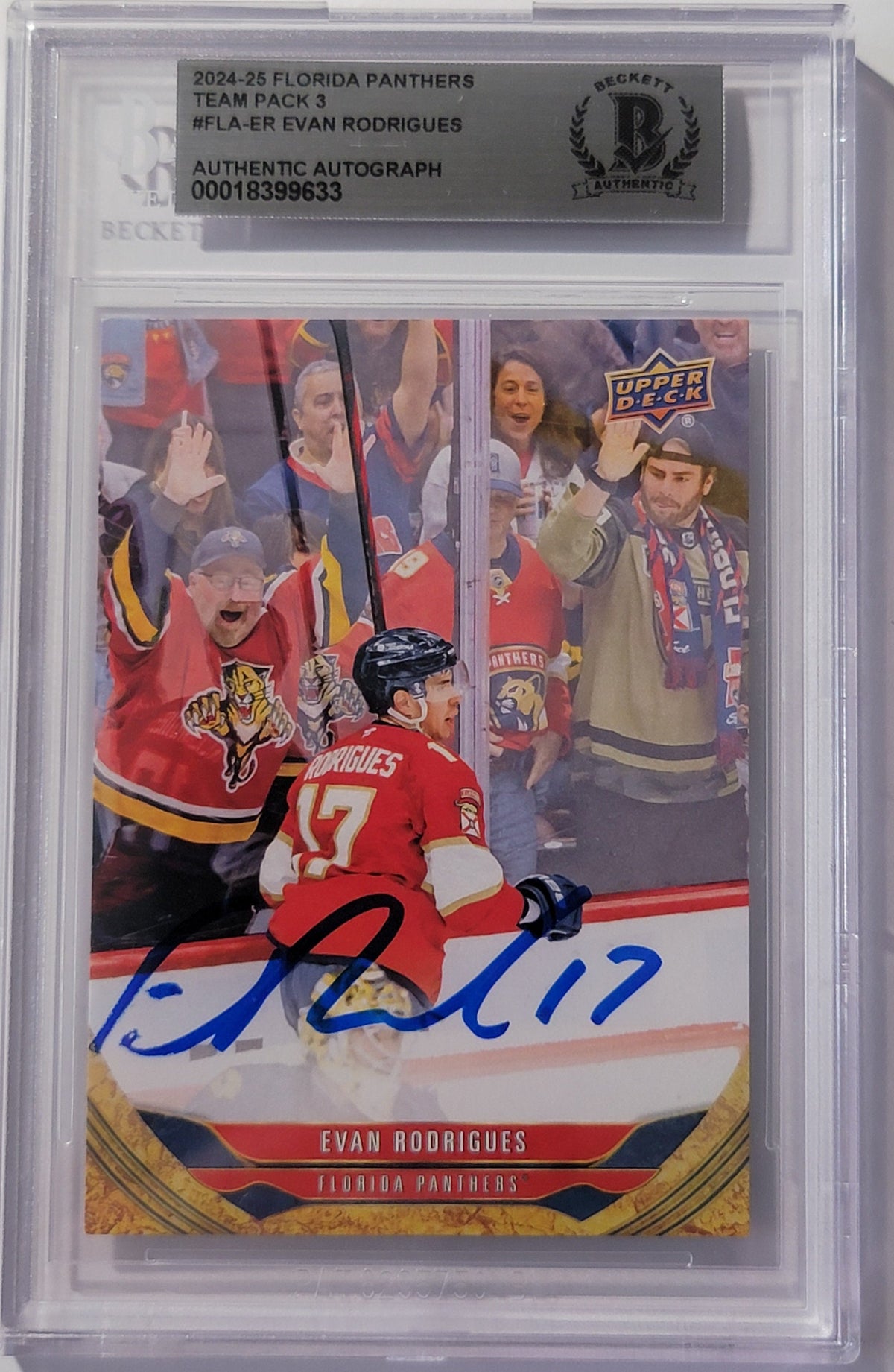 Evan Rodrigues Signed Florida Panthers 2024-25 Upper Deck Card #FLA-ER Beckett-Powers Sports Memorabilia