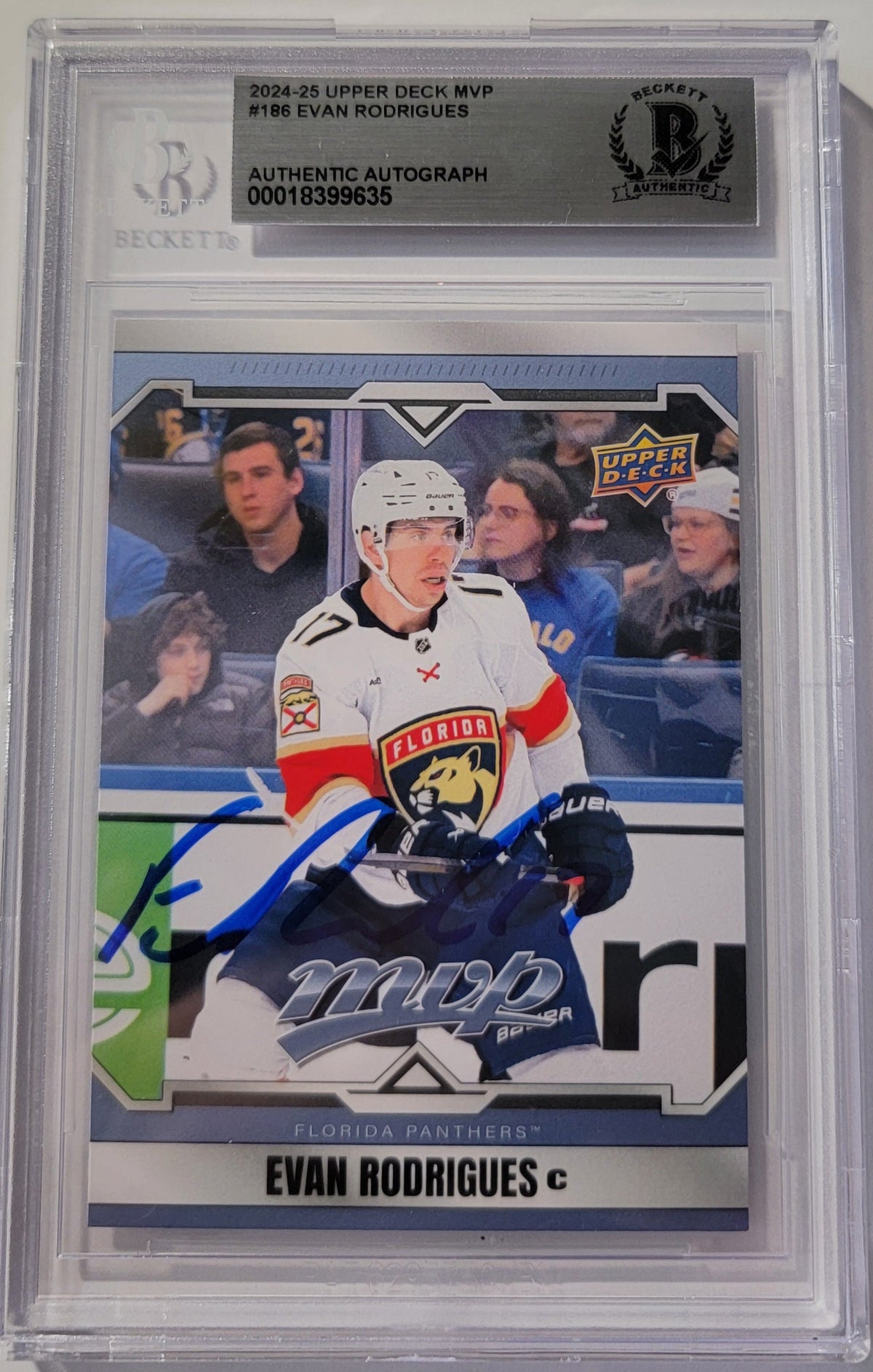 Evan Rodrigues Signed Florida Panthers 2024-25 Upper Deck MVP Card #186 Beckett-Powers Sports Memorabilia