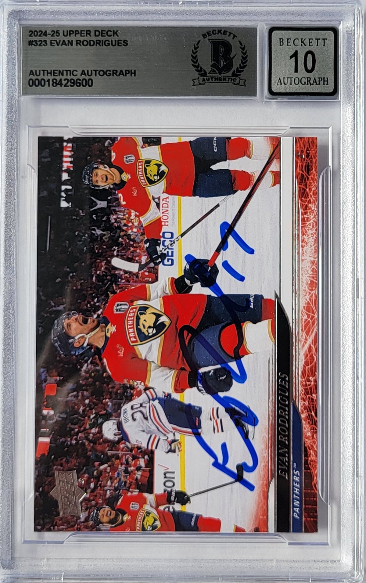 Evan Rodrigues Signed Florida Panthers 2024-25 Upper Deck #323 Card Beckett Graded AUTO 10-Powers Sports Memorabilia