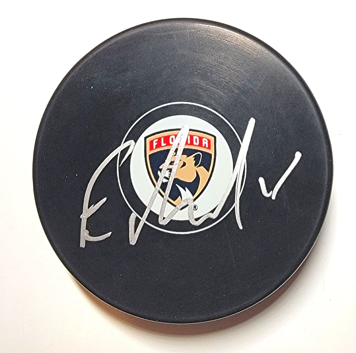 Evan Rodrigues Signed Florida Panthers Logo Hockey Puck Beckett-Powers Sports Memorabilia