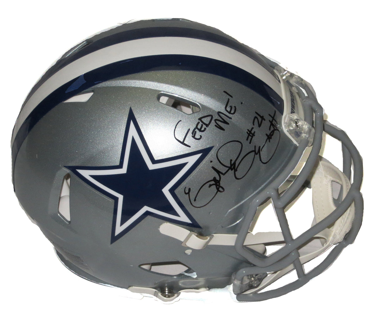 Ezekiel Elliott Autographed Dallas Cowboys Riddell Speed Authentic Helmet W/ Feed Me Beckett Witness-Powers Sports Memorabilia