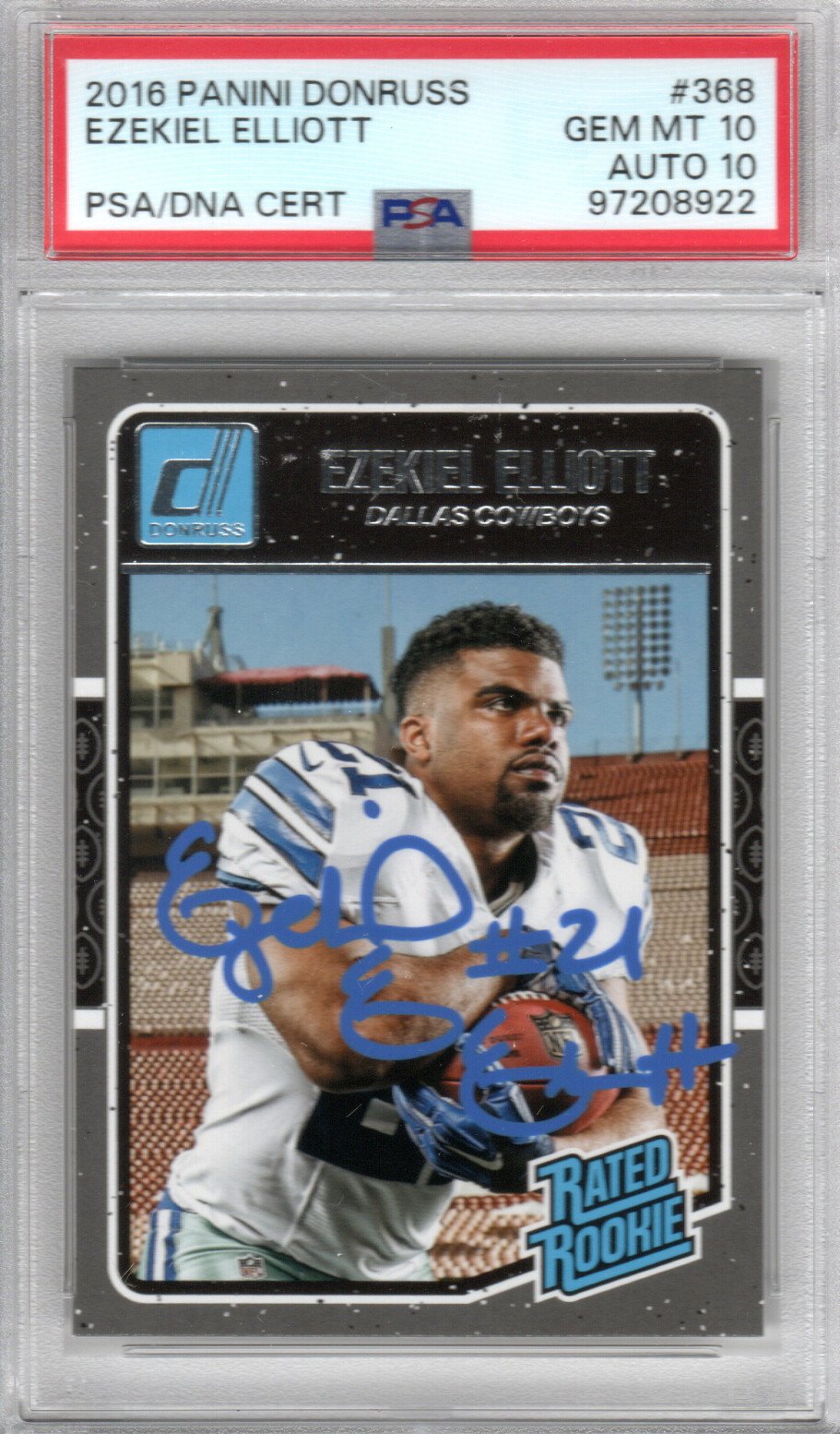 Ezekiel Elliott 2016 Donruss #368 Auto PSA Gem MT 10/10 Rookie Card-Powers Sports Memorabilia