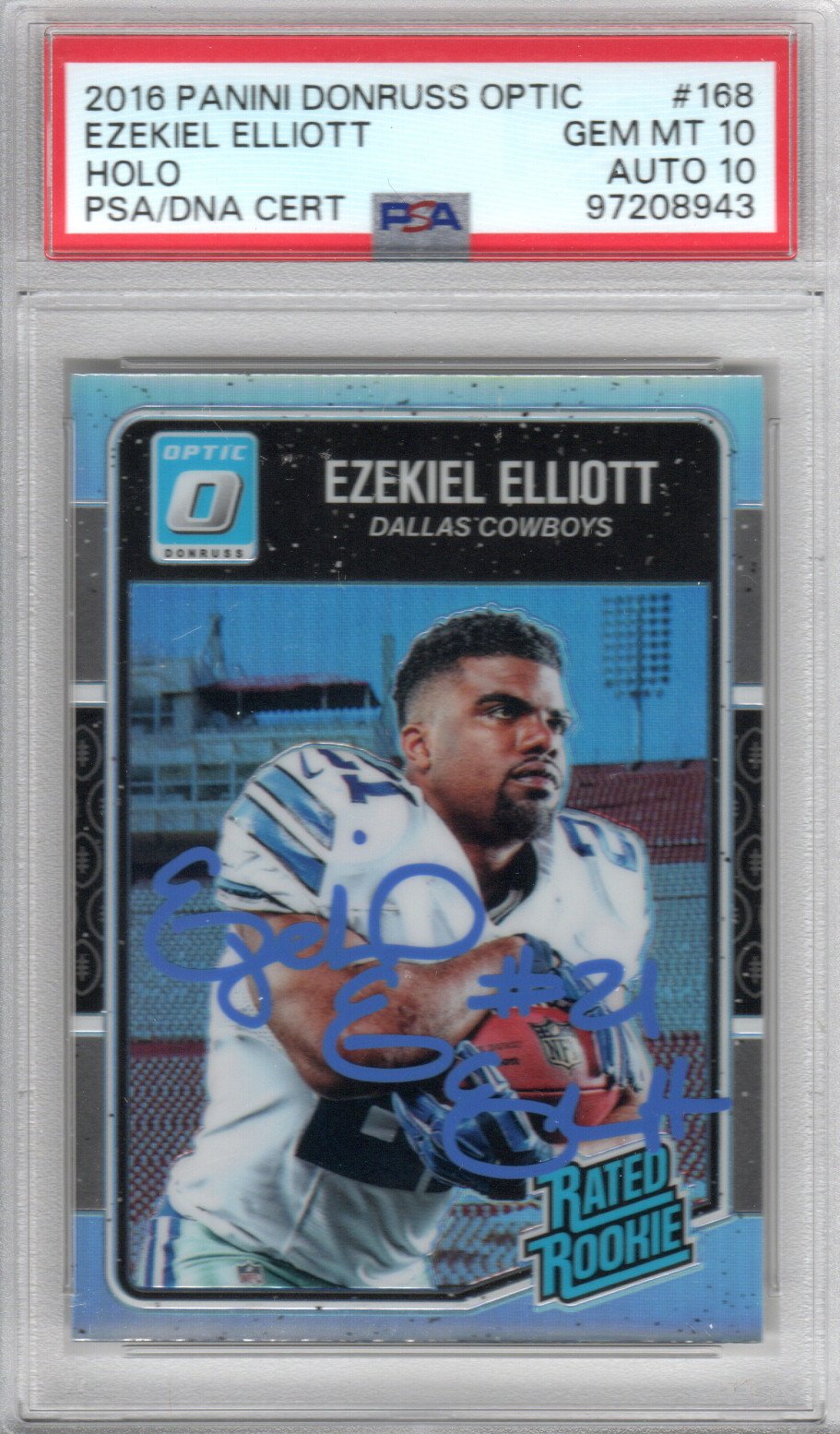 Ezekiel Elliott 2016 Donruss Optic #168 Auto PSA Gem MT 10 Rookie Card - PSA Cert #97208943-Powers Sports Memorabilia