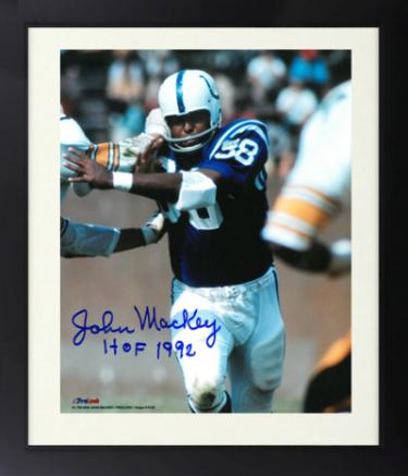John Mackey Autographed Baltimore Colts NFL 8 x 10 Photograph Custom Framing HOF 1992 -COA-Powers Sports Memorabilia