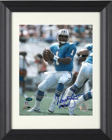 Warren Moon Autographed Houston Oilers 8 x 10 Photograph Custom Framing HOF06 (powder blue jersey)-Powers Sports Memorabilia