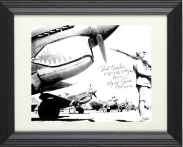 Robert Buster Keeton Autographed WWII Flying Tigers AVG P-40 Warhawk Pilot 8 x 10 Photograph Custom Framing- JSA- Flt Leader AVG 1941 & 42-Powers Sports Memorabilia