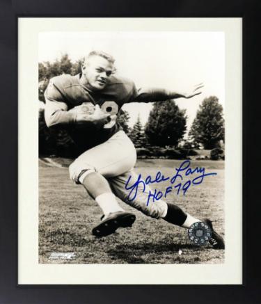 Yale Lary Autographed Detroit Lions Vintage Sepia NFL 8 x 10 Photograph with HOF 79 Custom Framing- COA-Powers Sports Memorabilia
