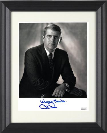 Oliver North Autographed 1990 8 x 10 Photograph Many Thanks Custom Framing- JSA #EE41588 (USMC Lt Col/National Security Council)-Powers Sports Memorabilia