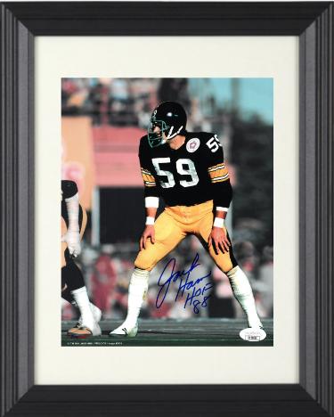 Jack Ham Autographed Pittsburgh Steelers 8 x 10 Photograph HOF 88 Custom Framing- JSA Hologram (black jersey)-Powers Sports Memorabilia