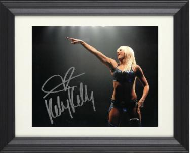 Kelly Kelly Autographed WWE ECW Diva 8 x 10 Photograph Custom Framing- COA (Barbie Blank/blue outfit)-Powers Sports Memorabilia