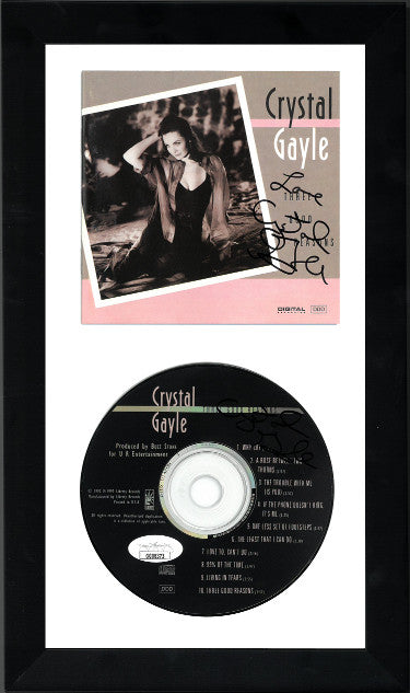 Crystal Gayle dual Autographed Three Good Reasons Album CD Cover & CD 6.5x12 Custom Framing- JSA #GG08372 & #GG08373-Powers Sports Memorabilia