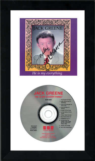 Jack Greene Autographed 1991 He is my everything Album Cover with CD 6.5x12 Custom Framing- JSA #GG08335-Powers Sports Memorabilia