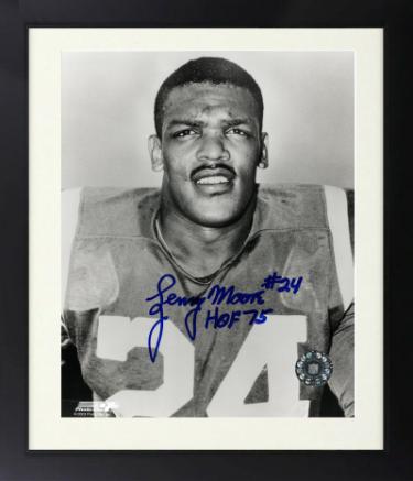 Lenny Moore Autographed Baltimore Colts NFL B&W 8 x 10 Photograph Custom Framing #24 HOF 75- COA-Powers Sports Memorabilia