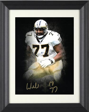 Willie Roaf Autographed New Orleans Saints Splash Logo 8 x 10 Photograph #77 Custom Framing- AWM Holo (HOF/11X Pro Bowl/Nasty)-Powers Sports Memorabilia
