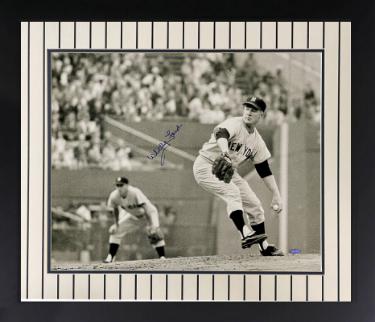Whitey Ford Autographed New York Yankees Vintage B&W 16 x 20 Photograph Custom Framing- Steiner Hologram-Powers Sports Memorabilia