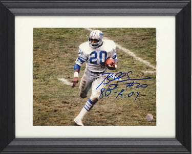 Billy Sims Autographed Detroit Lions Color 8 x 10 Photograph Custom Framing #20 80 ROY- AWM Hologram-Powers Sports Memorabilia