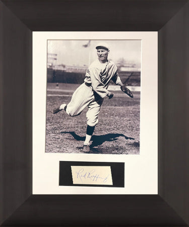 Red Ruffing Autographed 1.5"x3" Cut signature Matted & Framing with Boston Red Sox Vintage 8 x 10 B&W Photograph- Beckett Review-Powers Sports Memorabilia