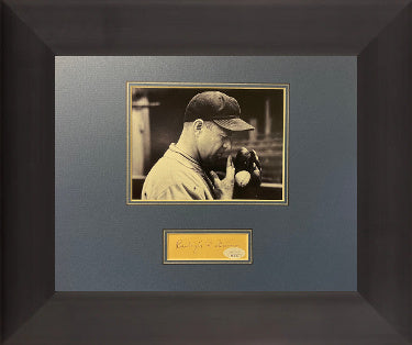 Burleigh Grimes Autographed 3x5 Cut Sig Custom Framing- JSA #RR76708- with B&W 5x7 Photograph-Powers Sports Memorabilia