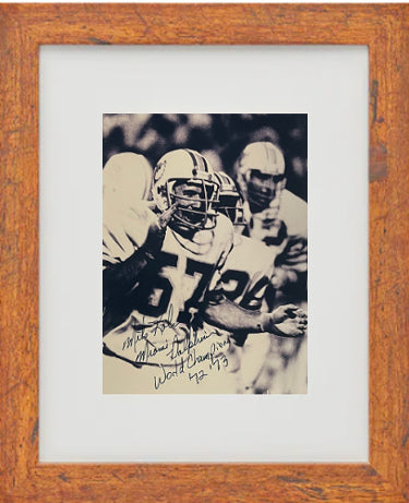 Michael Kolen Autographed Miami Dolphins Vintage B&W 5x7 Photograph Custom Framing with World Champions ’72 ’73 (Captain Crunch)-Powers Sports Memorabilia