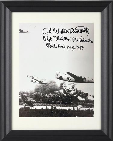 Col Walter Stewart Autographed WWII 8 x 10 Photograph Custom Framing- PSA- Pilot "Utah Man" B-24 Liberator/Ploesti Raid/1 August 1943-Powers Sports Memorabilia