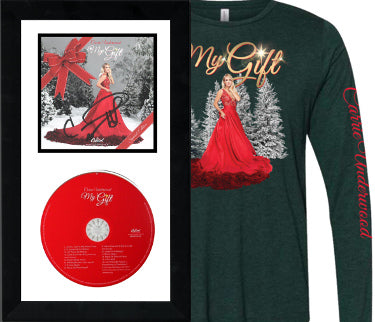 Carrie Underwood Autographed 2021 My Gift 3x4 Art Card- JSA- Custom Framing with Special Edition Boxed Set/CD/T-Shirt (XL)-Powers Sports Memorabilia
