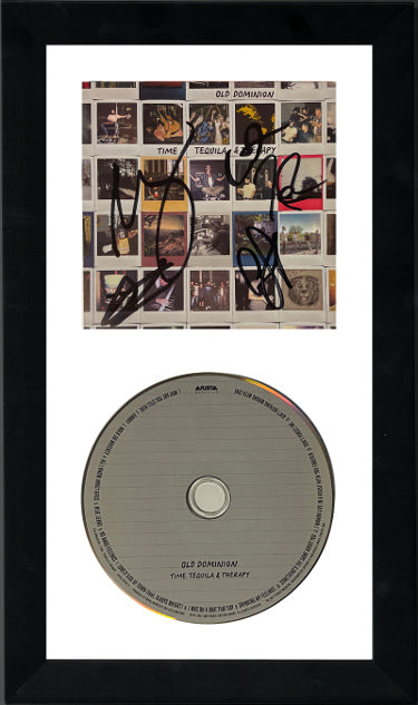 OLD DOMINION Autographed 2021 Time Tequila & Therapy CD 6.5x12 Custom Framing Matthew Ramsey/Trevor Rosen /Brad /Whit/Geoff – COA-Powers Sports Memorabilia
