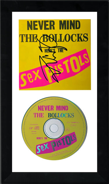 Sex Pistols Glen Matlock Autographed 1990 Never Mind The Bollocks Booklet 6.5x12 Custom Framing with CD & Case-Powers Sports Memorabilia