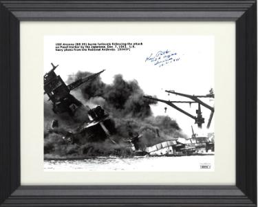 Kenneth Potts Autographed WWII Pearl Harbor Vintage B&W 8 x 10 Photograph Custom Framing- JSA #AC92745- USS Arizona Survivor 12-7-1941-Powers Sports Memorabilia