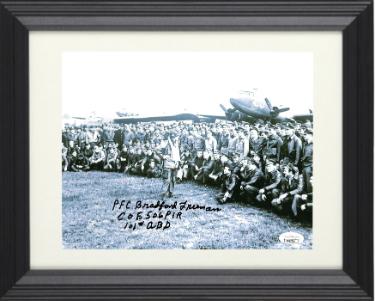 Bradford Freeman Autographed WWII Band of Brothers 8 x 10 Photograph Custom Framing- JSA #AC92762- E Company 506 PIR- 101st ABD-Powers Sports Memorabilia