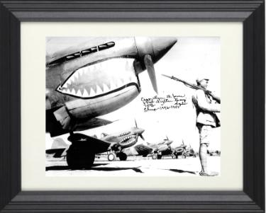 Lynn Jones Autographed WWII Flying Tigers 1942-43 8 x 10 Photograph Custom Framing- PSA #AD57139- 23rd Fighter Group 74th China/P-40 Warhawk-Powers Sports Memorabilia