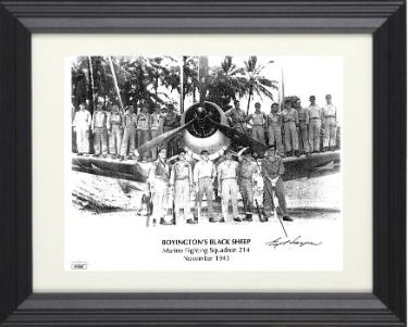Ed Harper Autographed 1943 Pappy Boyington's Black Sheep 8.5x11 Photograph Custom Framing- JSA #AC92688 (Corsair Pilot/VMF 214-1943 2nd To-Powers Sports Memorabilia