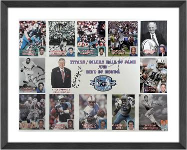 1960-2009 50th AFL Titans/Oilers HOF/ROH Autographed 18x24 Photograph Custom Framing-9 sigs Beckett Bud Adams/Warren Moon/Munchak/Wycheck-Powers Sports Memorabilia