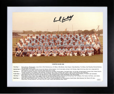 Earl Campbell Autographed 1980 Houston Oilers NFL Team 11 x 14 Photograph Custom Framing- JSA Witnessed #WB118917(Exclusive Oilers Image)-Powers Sports Memorabilia