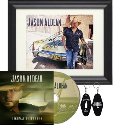 Jason Aldean Autographed Highway Desperado 8 x 10 Insert Custom Framing Album Cover CD/Case- COA/NEW-Powers Sports Memorabilia