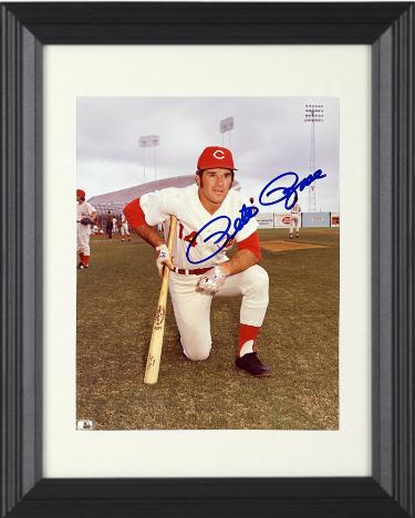 Pete Rose Autographed Cincinnati Reds MLB Licensed 8 x 10 Photograph Custom Framing- Tuff Stuff LOA (HIT KING/4256)-Powers Sports Memorabilia