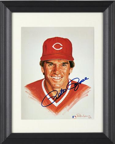 Pete Rose Autographed Cincinnati Reds MLB Licensed Ron Lewis 89 8 x 10 Photograph Custom Framing- Tuff Stuff LOA-Powers Sports Memorabilia