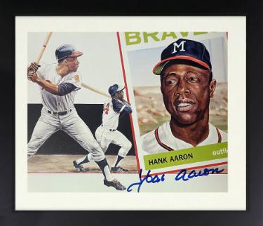 Hank Aaron Autographed Milwaukee Braves Vintage Baseball 8 x 10 Photograph Custom Framing- Tuff Stuff COA (HOF)-Powers Sports Memorabilia