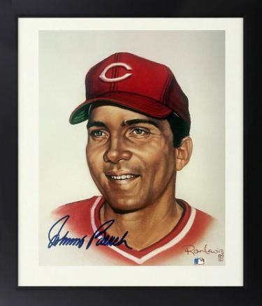 Johnny Bench Autographed Cincinnati Reds MLB Licensed Ron Lewis 89 8 x 10 Photograph- /5000 Custom Framing- Tuff Stuff COA-Powers Sports Memorabilia