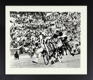 Chris Hanburger Autographed Washington B&W 8 x 10 Photograph #55 Custom Framing- COA (HOF/9X Pro Bowl)-Powers Sports Memorabilia
