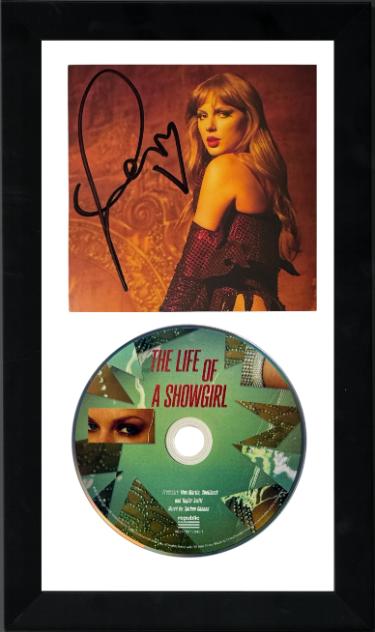 Taylor Swift 2025 The Life of a Showgirl CD Autographed 4.75x4.75 Photograph Art Card #3 with Heart 6.5x12 Custom Framing- Beckett Review-Powers Sports Memorabilia