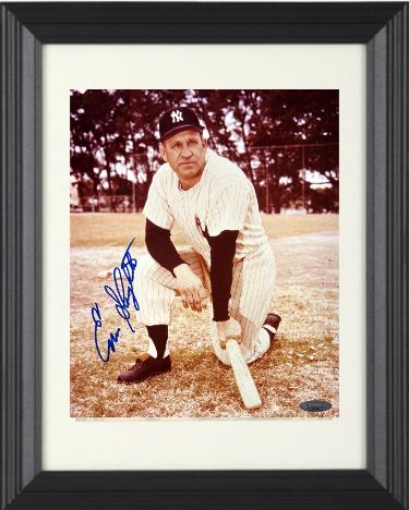 Enos Slaughter Autographed New York Yankees 8 x 10 Photograph Custom Framing- Tri-Star Holo/COA (HOF)-Powers Sports Memorabilia